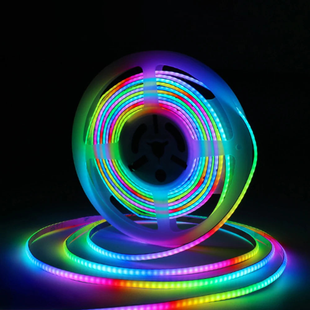 WS2812B COB LED Strip Lights DC5V 5mm Full Color SPI RGB-IC 100/160LEDs Individually Addressable Smart Pixels Tape Light