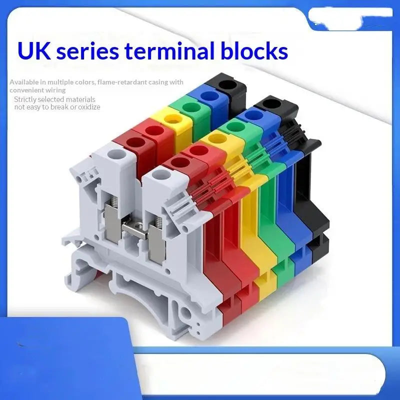 【CCA】10Pcs UK 2.5 Terminal Block UK2.5B Screw Connection Connect Strip 2.5B 2.5mm² Cable Electrical Din Rail Wire Connectors
