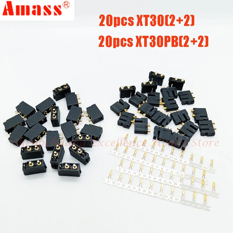 5/10/20Pairs Original Amass XT30(2+2)  XT30PB(2+2) Male Female Gold Plated Plug with Signal Pin for RC Drone Aircraft Car