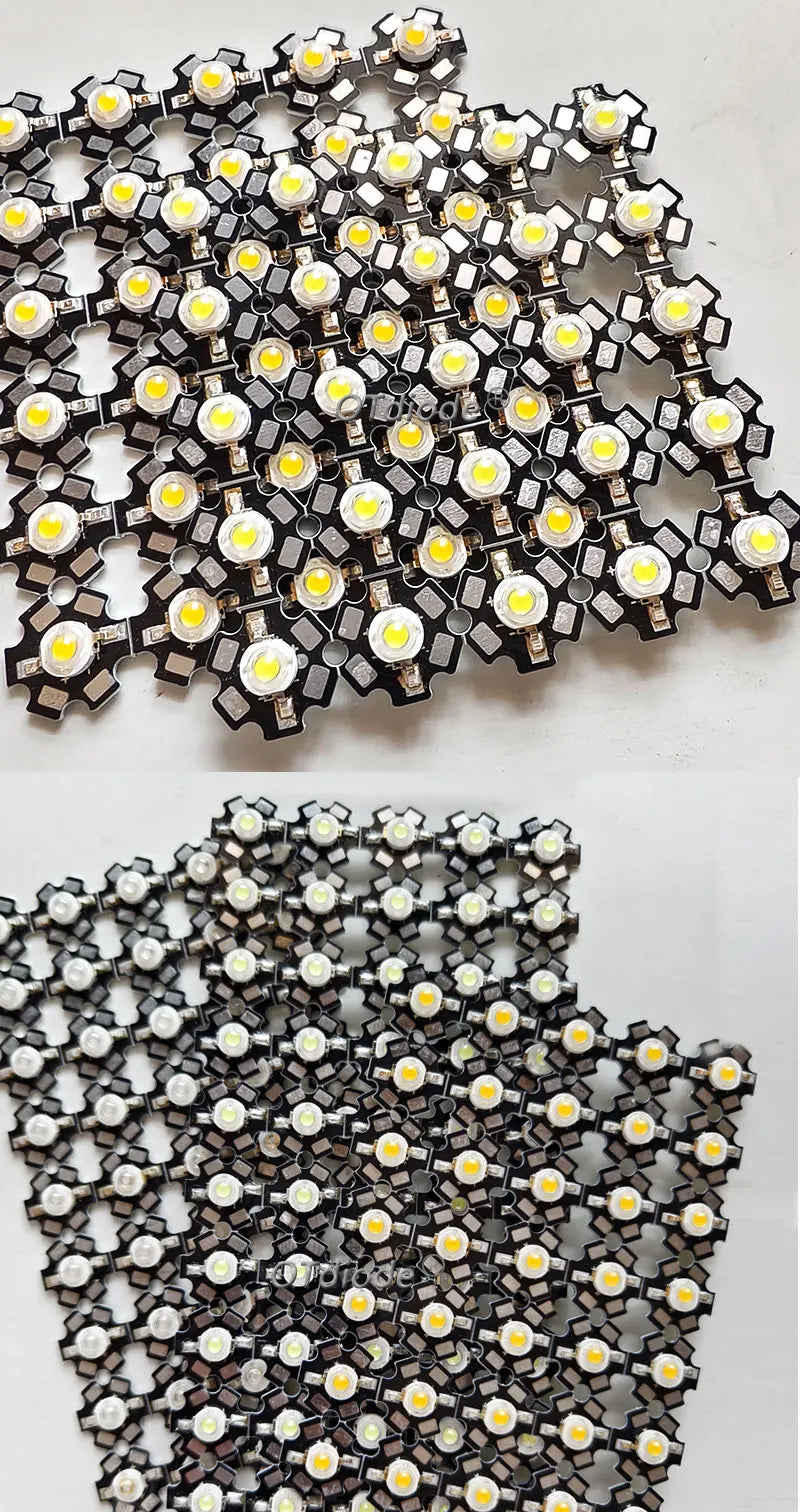 10-100pcs 1W 3W High Power LED Diodes Warm Cold Natural White/Red/Green/Blue/Royal Blue 450 660nm Deep Red UV With 20mm Star PCB