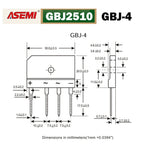 5PCS GBJ2510 25A 1000V Bridge Rectifier ASEMI