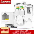 AMPCOM CAT6A CAT6 Tool Less Keystone Jack,  RJ45 UTP Keystone Module Adapter No Punch-Down Tool Couplers Modular Connector