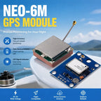 GPS Module NEO-6M with Active Ceramic Antenna, 3V-5V, Data Backup Battery, LED Signal Indicator, Compatible with Flight
