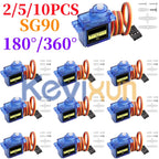 2/5/10 PCS SG90 9G Micro Servo Motor Control for RC Robot Arm Servomotor Toy Airplane Helicopter Aircraft Models 180°/360°