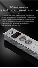 ATAUDIO HIFI Audio Power Filter Noise AC Power Filter Power 1500W 110V-250V  Purifier Surge Protection with EU Universal Outlets