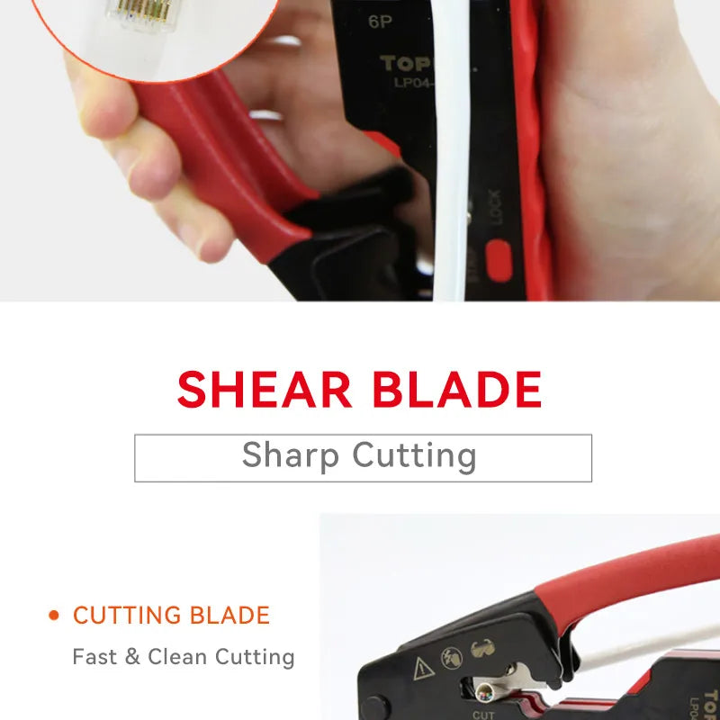 TOPLIA Vertical Network RJ45 Crimping Tool Kit Ethernet Crimp Tool Cable Crimper for RJ11/RJ12 Standard, RJ45 Pass Through