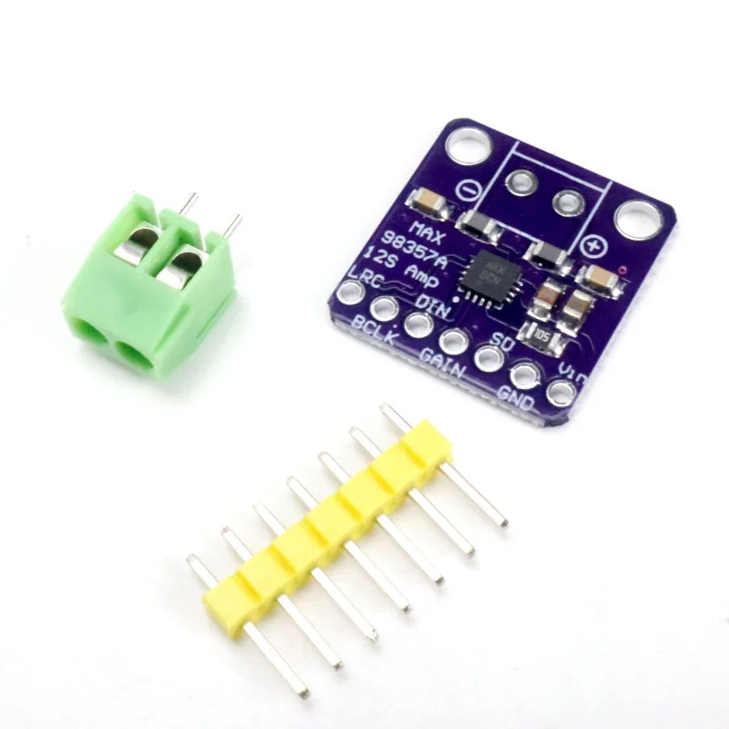 1-10pcs MAX98357A I2S Audio Amp Module (Purple Board) Large Chip No Soldered Pin Header for ESP32 Raspberry Pi