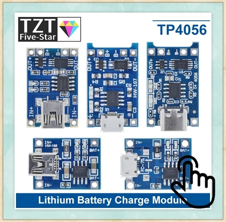 TZT Type-C 15W 3A Fast Charge UPS Power Supply / 18650 Lithium Battery Charger Module DC-DC Step Up Booster Converter 5V 9V 12V