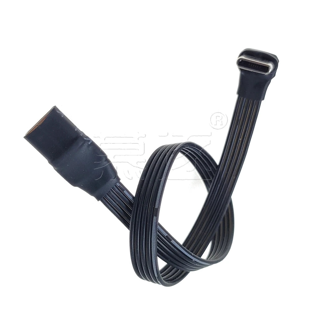 20CM 30CM 10CM 5CM USB 2.0 Type-C Flat Cable Extension FPC Cable USB 2.0 USB-C 90° Up/Down Angled Plug 5CM-1M