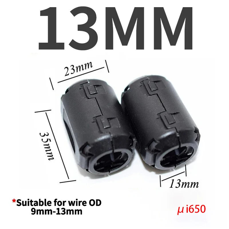 10/20Pcs Clip-on Ferrite Core Ring Bead 3.5-15mm EMI RFI Noise Filter Snap Cable Clip Choke for Black Audio Video Wire
