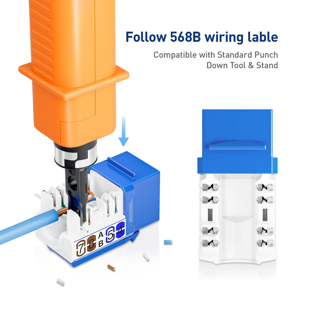 ZoeRax RJ45 Cat6 Keystone Jacks Slim Profile 1/10/30-Pack, 90-Degree Ethernet Punch Down Keystone Jack Adapter