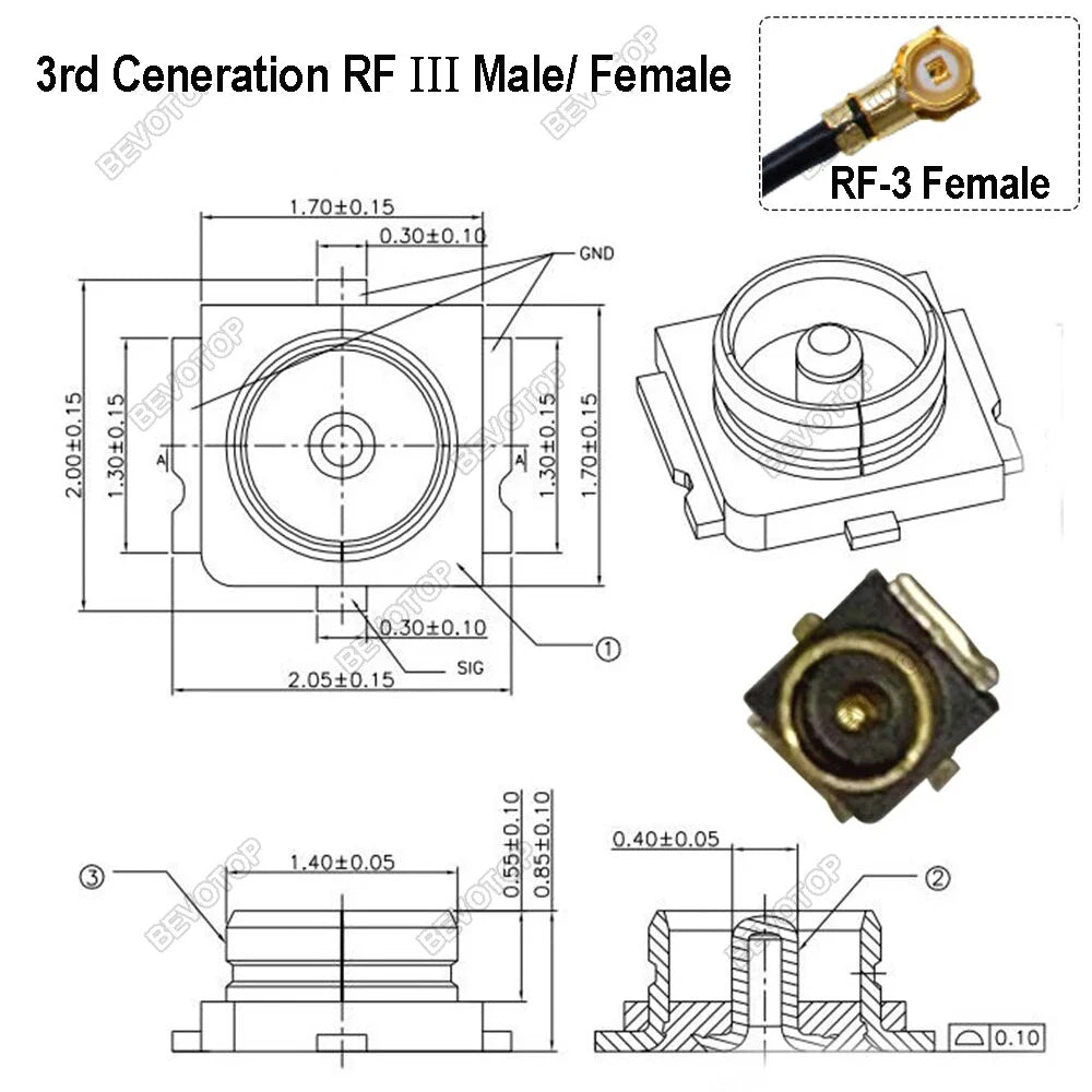 10PCS/LOT 4th Generation IPX-1/MHF4 Male Plug Antenna Base U.FL SMT PCB RF Coaxial WiFi Connector Antenna Board Terminal