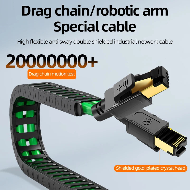 BYXGD Cat5e SFTP Drag Chain Cable 22AWG Double Shielded High Flexible RJ45 Cable IP67 Waterproof For PLC Robotic Arm Automation