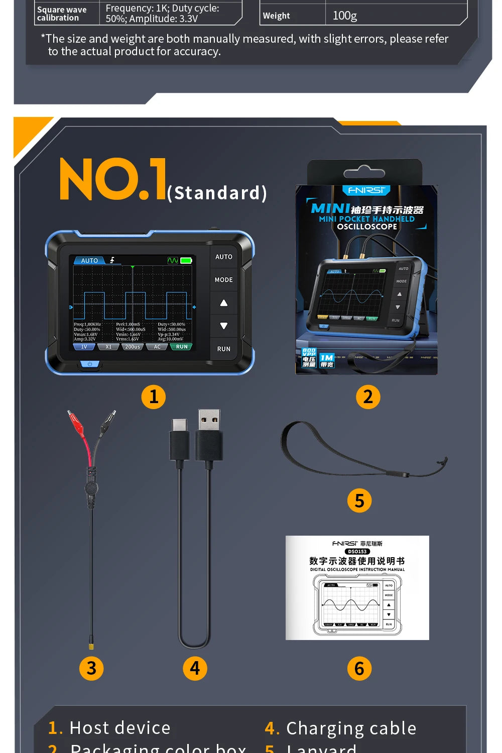 FNIRSI DSO152 TC3 Handheld Digital Oscilloscope With 200KHz/500kHz Bandwidth Supporting LCR Detection Signal Generator PWM Outpu
