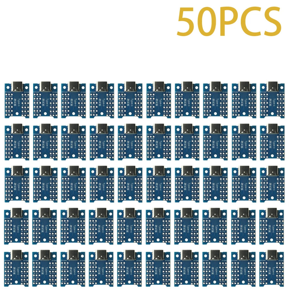 1-50pcs USB Type-C Breakout Board – All Pins Exposed, VBUS GND DP DN CC SBU, for Charging & Data Debugging, DIY Electronics