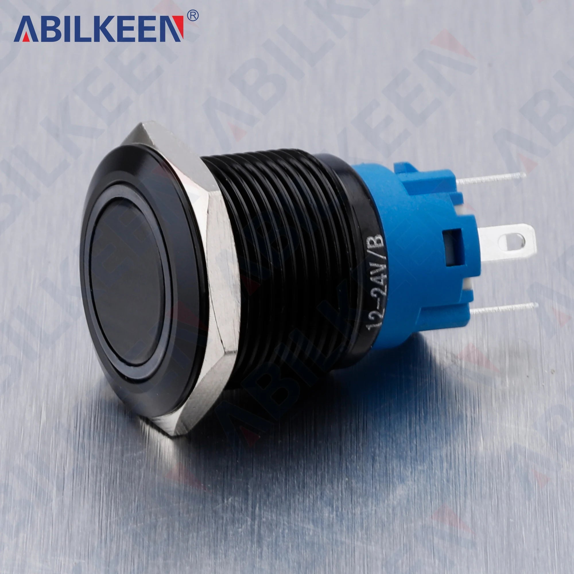 ABILKEEN 19mm Black Shell Push Button Switch LED Ring Illuminate Momentary/Latching Function 1NO1NC IP65 Waterproof Push Button