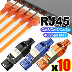 1-10PCS RJ45 CAT8 Cat7 CAT6A Connector Tool-Free Toolless RJ45 Termination Plug Reusable Shielded for Ethernet Cables 10Gbps POE
