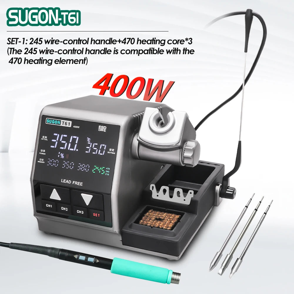 SUGON T61 400W Soldering Station C470/245/210 Electronic Soldering Iron Large Solder Precision welding Phone PCB BGA Repair Tool