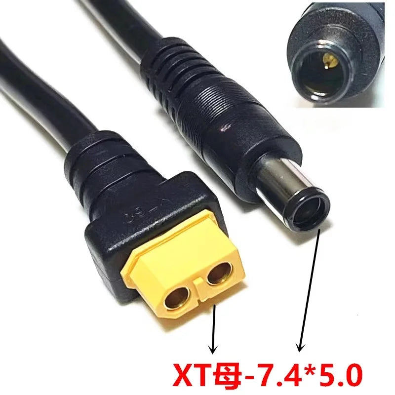 1.5 Square Ultra-soft XT60 Plug Male Female Connector to DC 5525/DC5521 Power Cable for Fly FPV Multirotor Field Repairs Apply