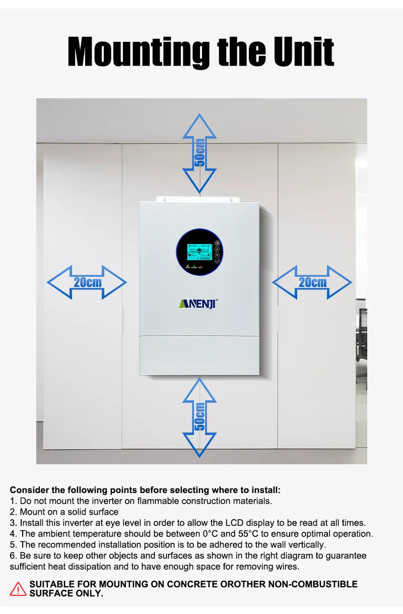 ANENJI Split Phase 12KW 48V Hybrid Solar Inverter Parallel Inverter Pure Sine 120V 220V On Grid MPPT 200A Solar Charger PV 500V