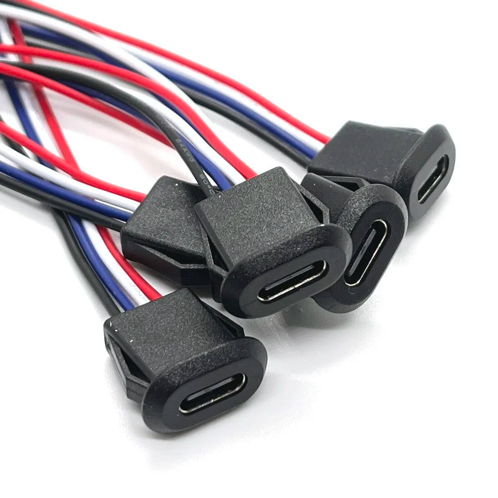 1pcs 4Pin USB C Connector Type-C Waterproof with PH 2.0 Nut Locking Plate Female TPC High Current Fast Charging Jack with CC Pin