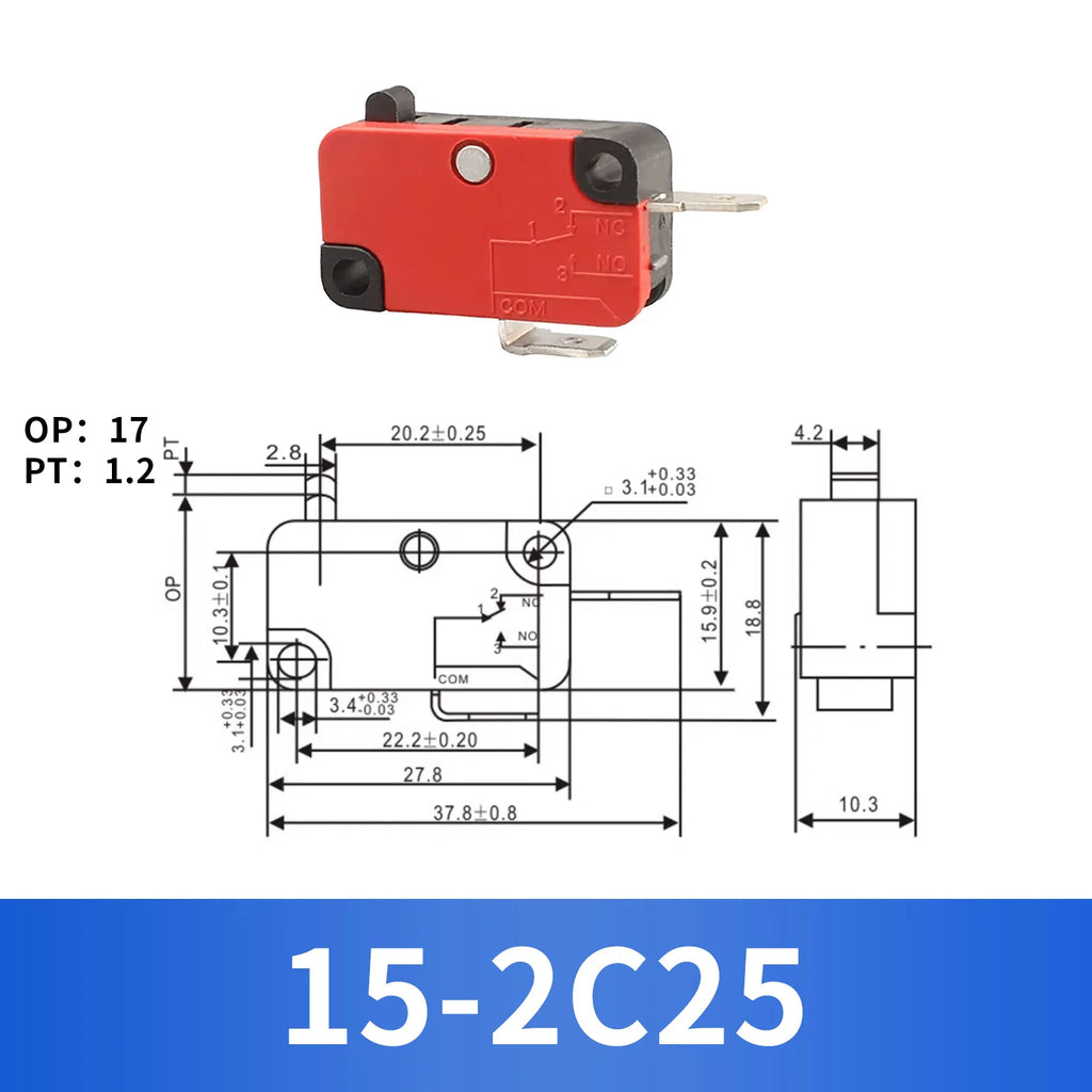 10Pcs Hinge Roller Lever Arm SPDT 1NO 1NC Snap Action Micro Switch,250W ~1500W optional.Lead Limit Switch