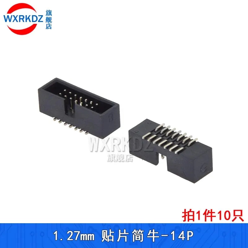 10pcs 1.27mm Pitch 6 8 10 14 16 20 26 30 34 40 50 60 Pin SMT SMD Male Shrouded Box Header IDC Connector