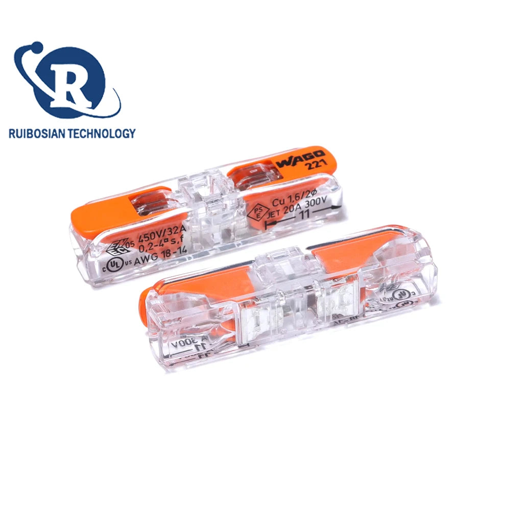 60PCS WAGO connectors wire connector 221-2401 221-2411 straight-through electrical installation terminal Bidirectional wiring