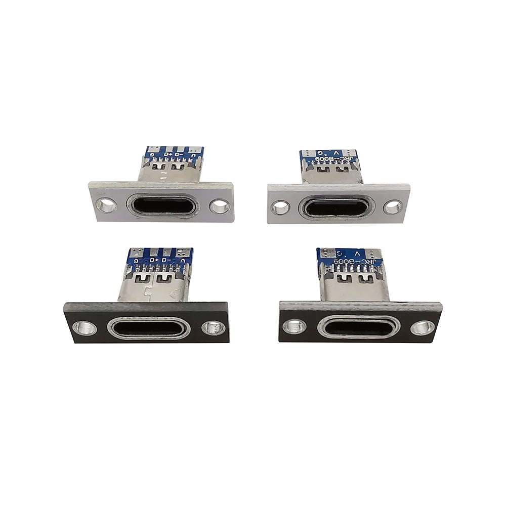 1/2/5Pcs Type C USB 3.1 Jack 2 Pin 4 Pin Female Connector Charging Port DIY USB 3.1 Type C Socket With Screw Fixing Plate