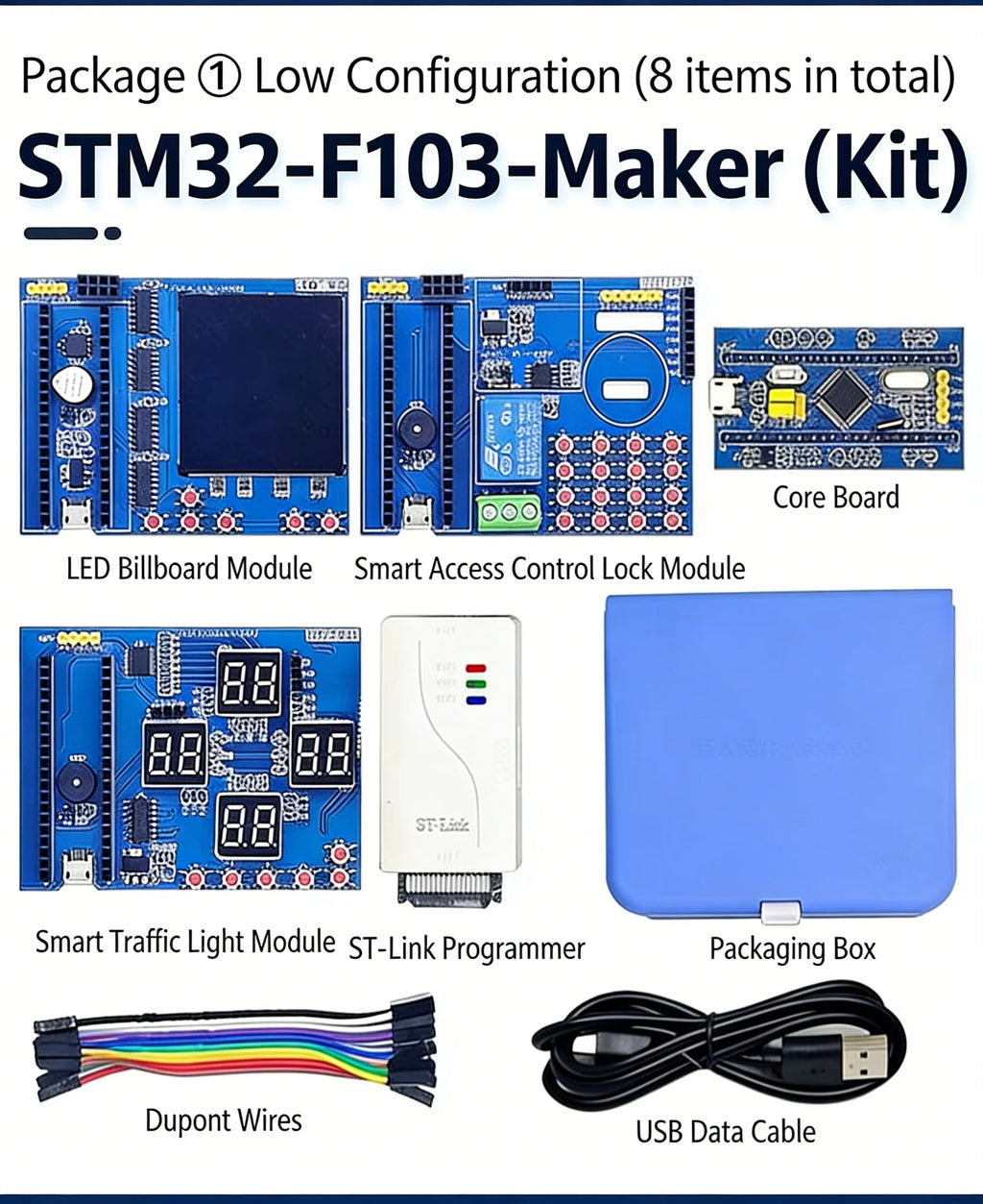 Snvi STM32F103C8T6 Development Board Kit DIY Open Source STM32 Maker Kit with ST-Link Sensor Modules for Embedded Learning IoT