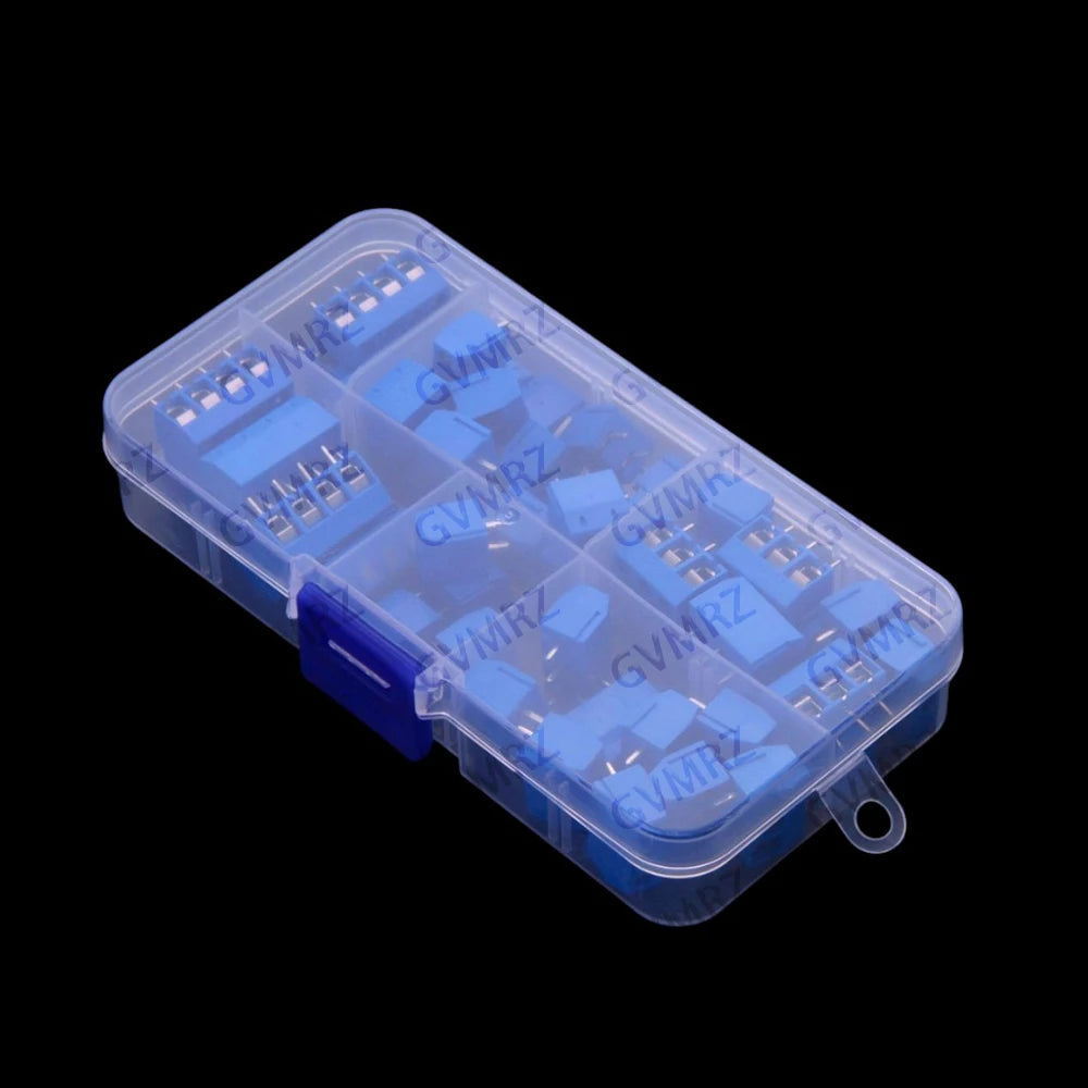 50PCS 2P-4P 5.0MM KF301 2P 3P 4P terminal blocks PCB splicing plug Blue KF301-2P KF301-3P KF301-4P