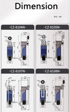 2PCS CNTD CZ-8N Limit Switch Replacement Spare Waterproof IP65 10A 250VAC for CNC Machine Quick Install NC NO Easy Wiring