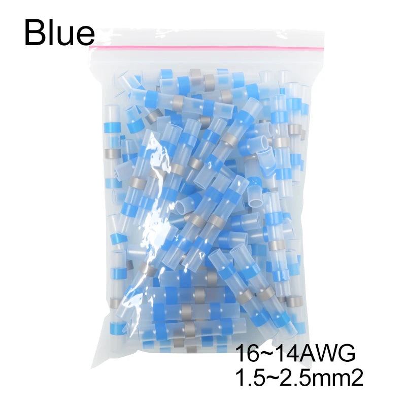 50/100/500pcs Solder Seal Wire Connectors Heat Shrink Butt Terminals, Waterproof Insulated Electrical Wire Splice Connector