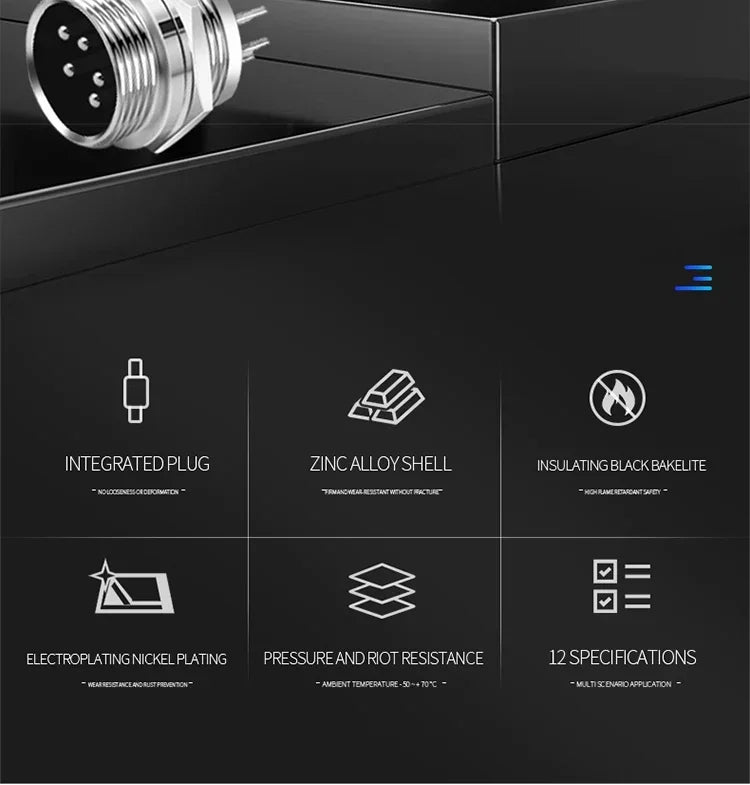 Connector GX12 small metal aviation socket 2/3/4/5/6/7pin electric cable terminal fixed type and butt mobile type Female&male