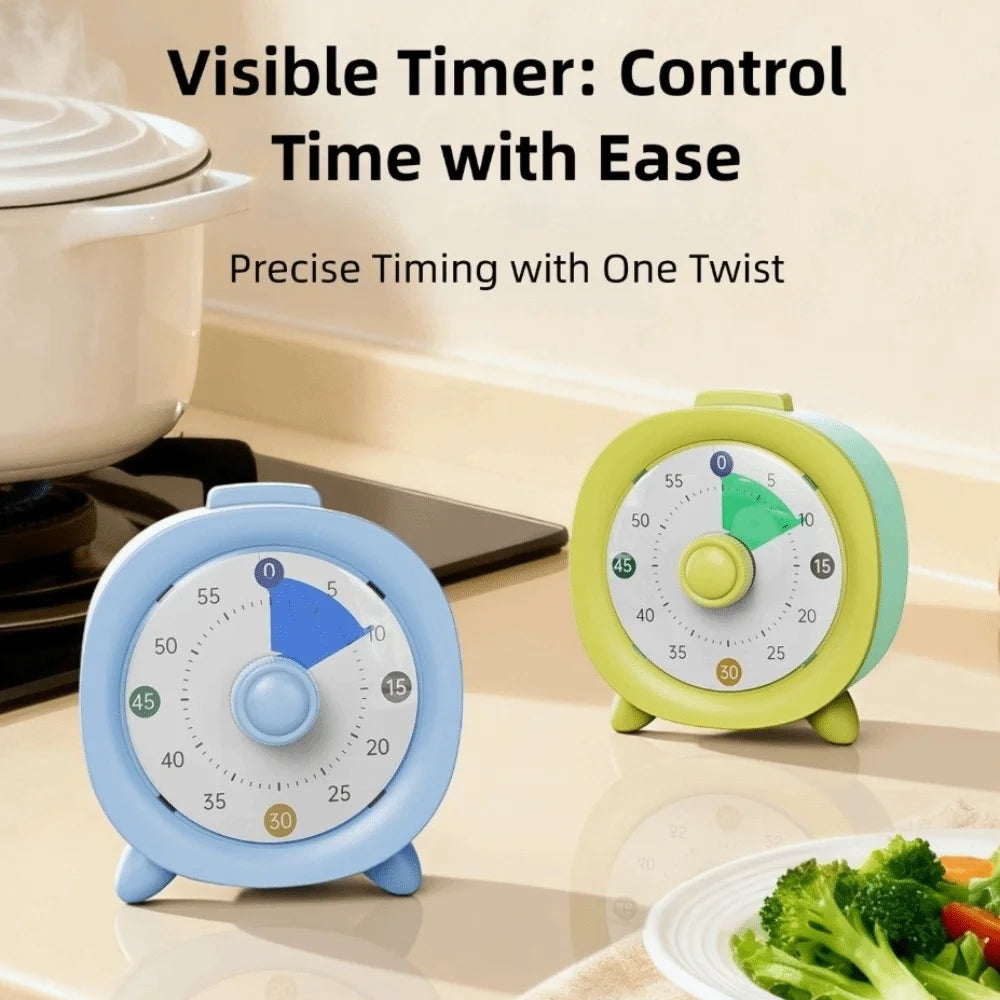 60 Minutes Visual Timer Ultra Silent Visualization Countdown Alarm Clock Self-discipline Round/Square Kitchen Timer