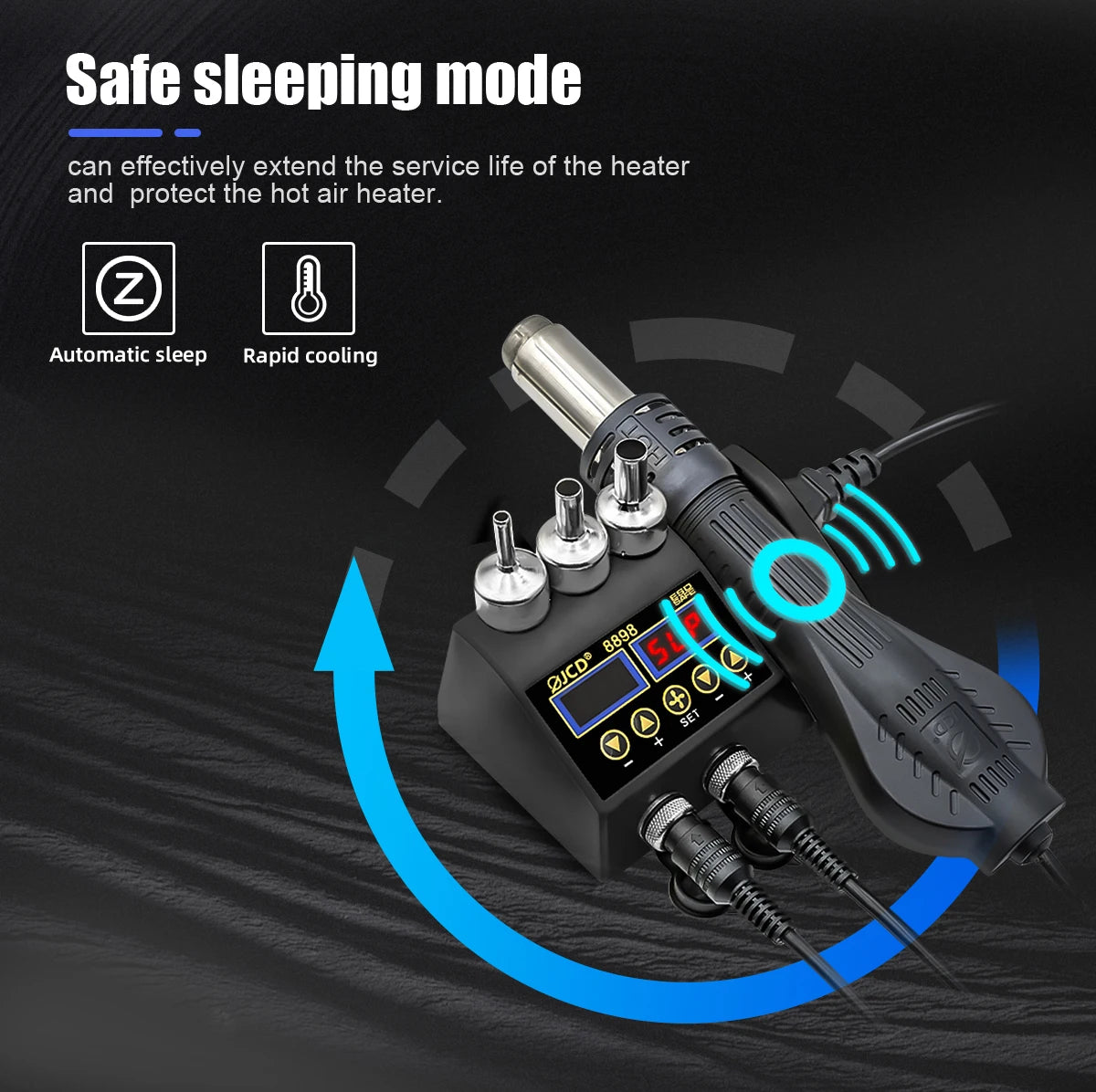 JCD 2 in 1 750W Soldering Station LCD Digital Display Rework Welding Station for Cell-phone BGA SMD IC Repair Solder Tools 8898