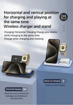 LED Fast Wireless Charger Stand 3 in 1 Foldable Charging Station For iPhone 17 16 15 14 13 12 Apple Watch 9 8 7 6 5 Airpods Pro