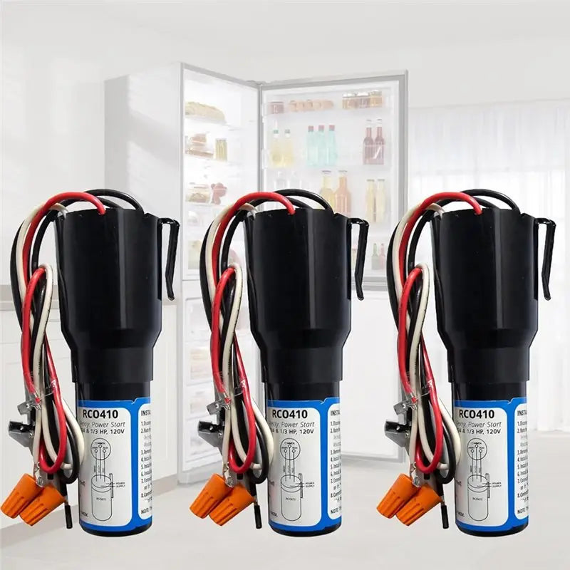 [B25B!】 1Set/3Pcs For RCO410 Compressor Hard Start Capacitor Kit For Refrigerators & Freezers 1/4-1/3 For HP 115VAC