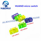 10Pcs HUANO Transparent Green Yellow Purple micro switch 90 / 100 / 120 million click lifespan computer mouse microswitch button