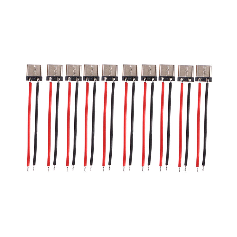 10Pcs Micro USB Type-C 2Pin Horizontal 2P Simple Soldered Female Plug-in Board Quick Charging Connector