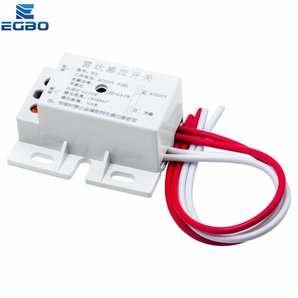 1~10PC 220V AC 50Hz Auto Infrared Sensor Switch PIR Microwave Radar Body Motion Sensor Module Adjustable For Time Distance Range