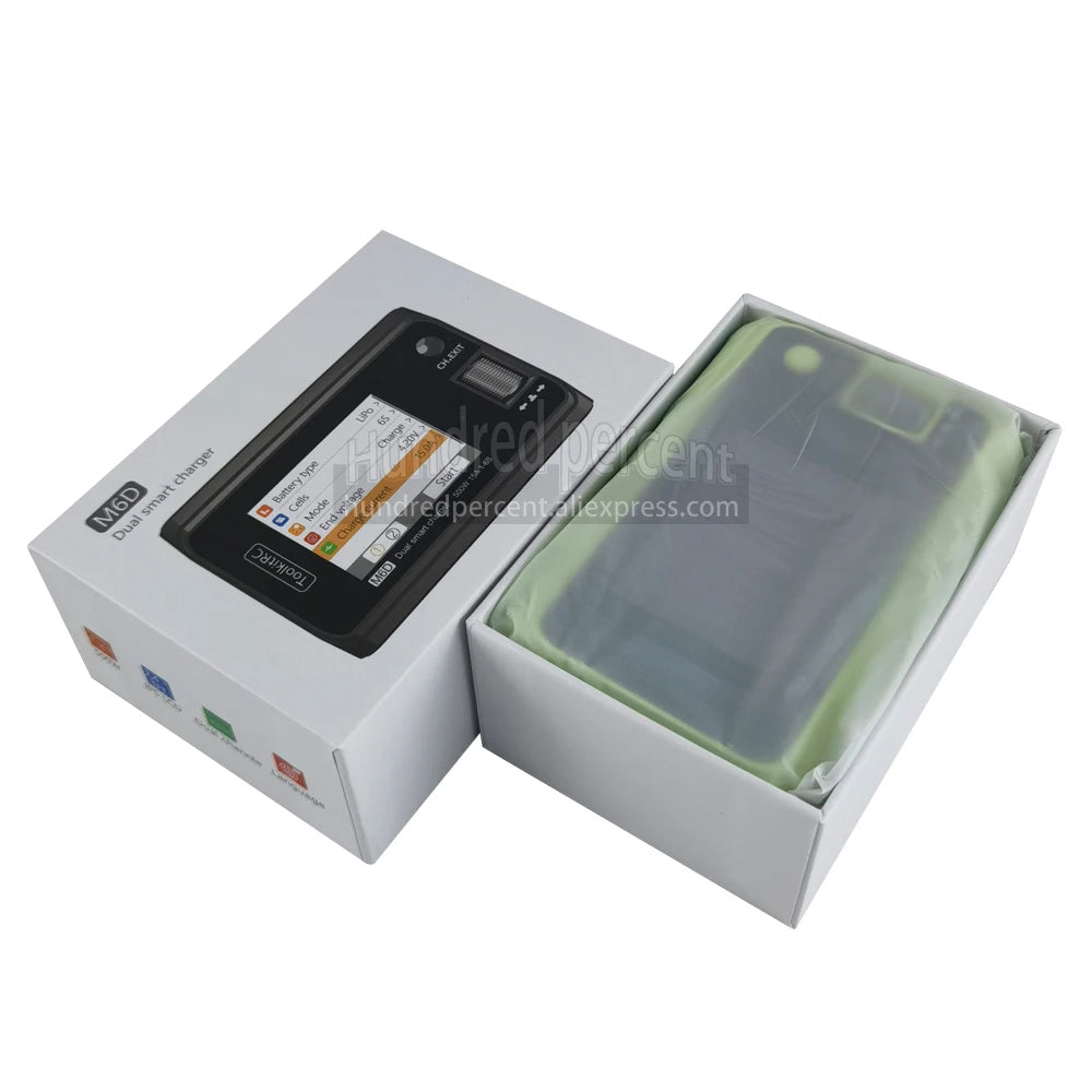 ToolkitRC M6D Green Purple 500W 15A DC Dual Channel Smart Charger Discharger For 1-6S Lipo Battery FPV Model Spare Part Replace