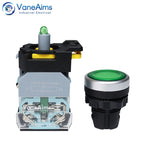 VaneAims 22MM FXB38 Plastic LED Light Push Button Switch 10A 12V 220V Momentary Latching ON/OFF Power Switch with Silver Contact
