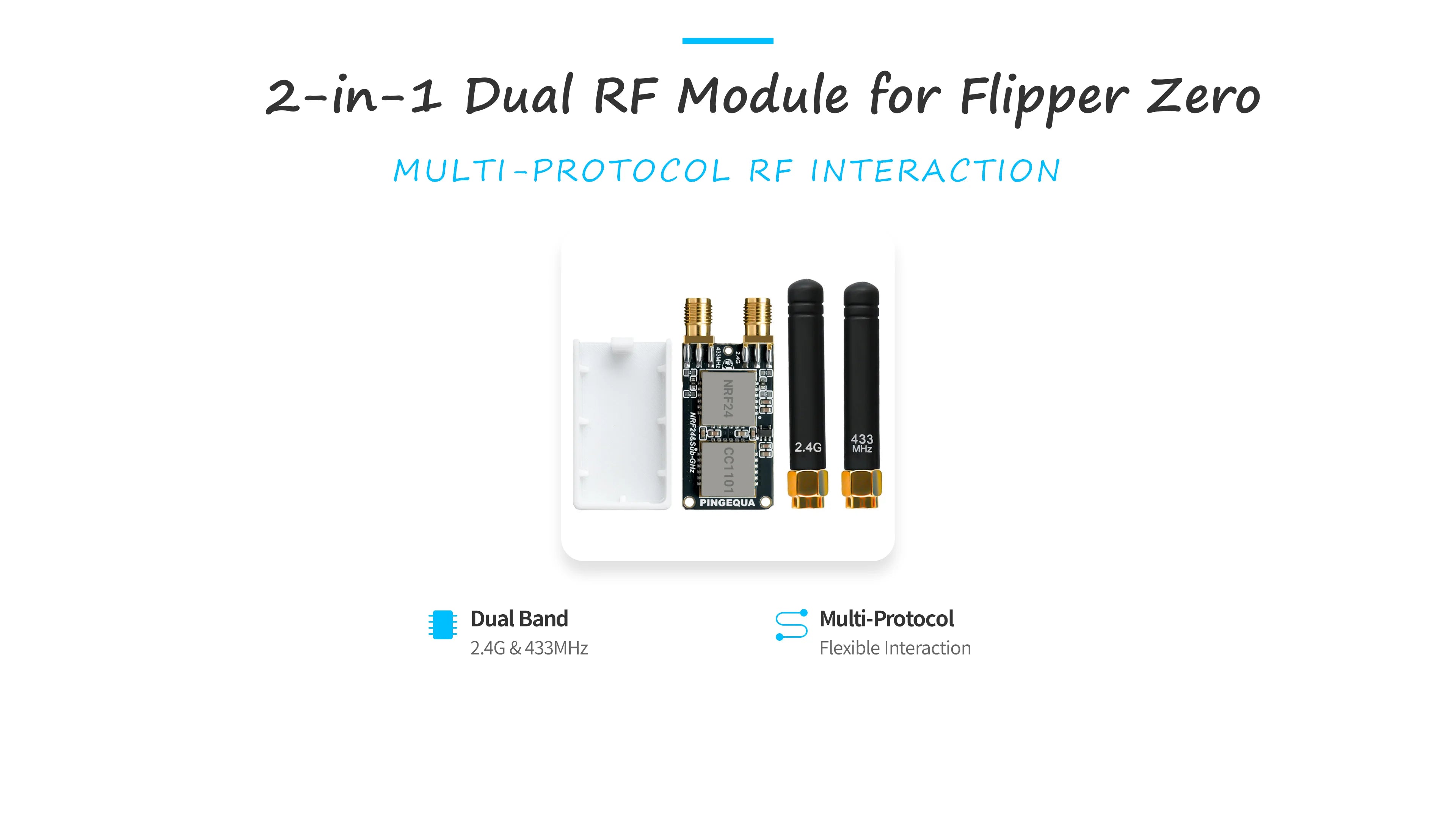 Flipper Zero RF Development Board, PINGEQUA RF Lab App-Ready, NRF24 + CC1101 Module 2.4GHz & 433MHz Auto Switch