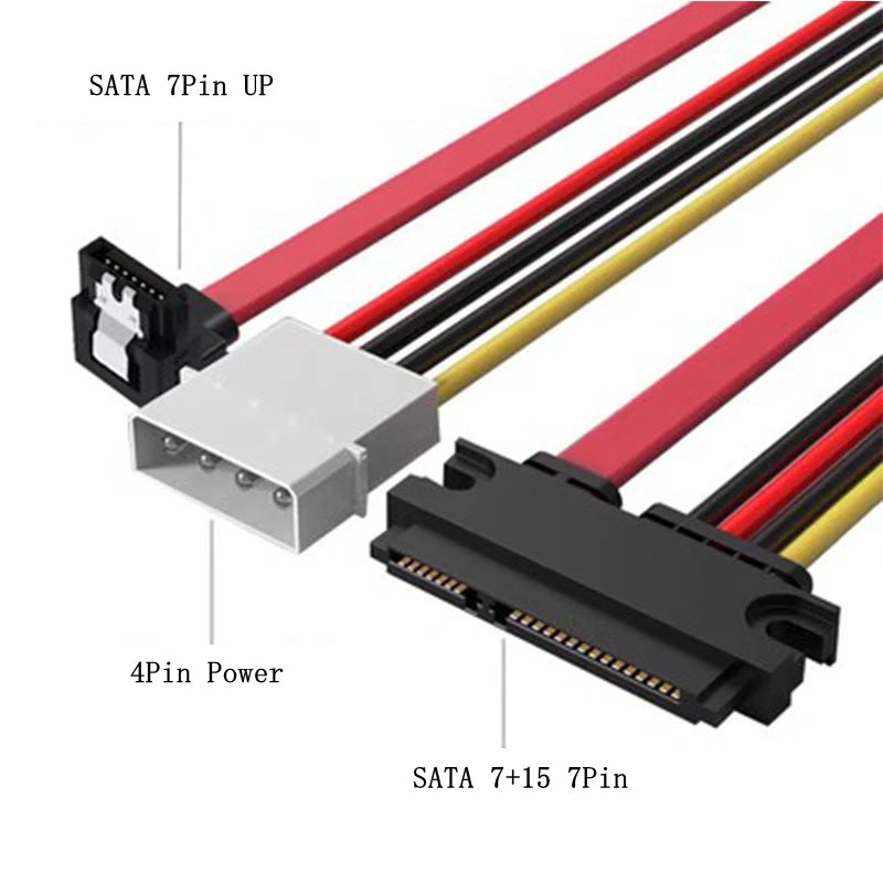 XH2.54&PH2.0 SATA Female Combo 7+15 Pin Data Cable And Power To SATA 7Pin+4 Pin Molex Serial ATA Lead Cable Power Adapter 30cm