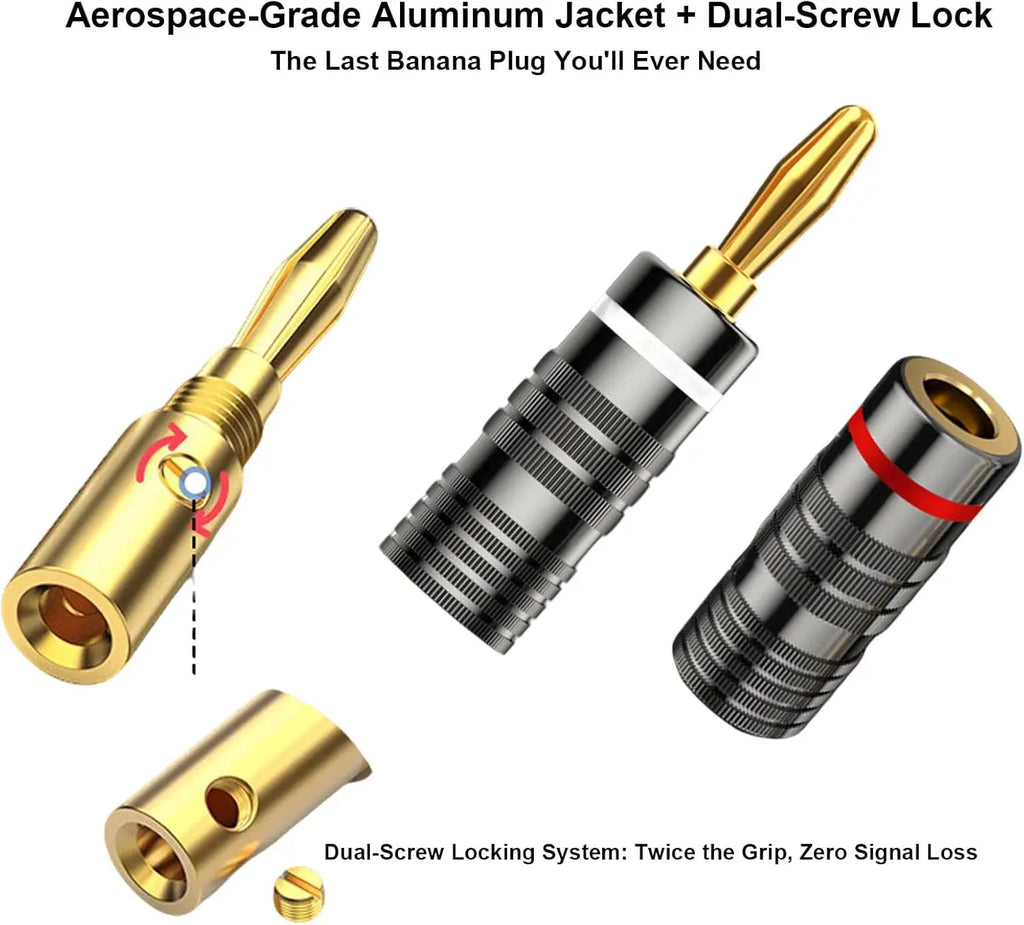 1-10PCS Dual Screw Locking 4MM Banana Plugs 24KGold Plated Copper OFC Speaker Connector for HIFI Audio System Terminal Adapter