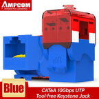 AMPCOM CAT6A CAT6 Tool Less Keystone Jack,  RJ45 UTP Keystone Module Adapter No Punch-Down Tool Couplers Modular Connector