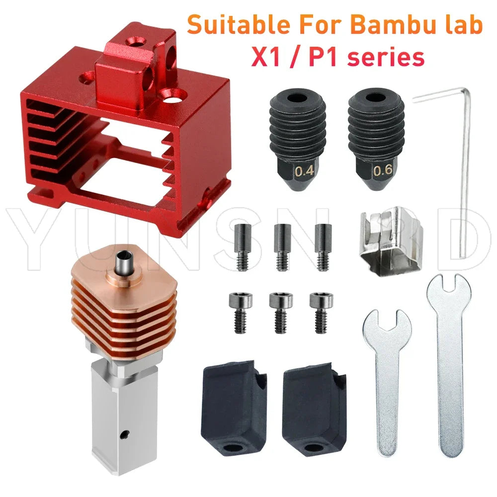 For BambuLab P1S P1P X1 X1C Upgrade Hotend Kit Heat Sinks Throat TZ V3.0 Nozzle Print Head Thermistor 3D Printer Accessories