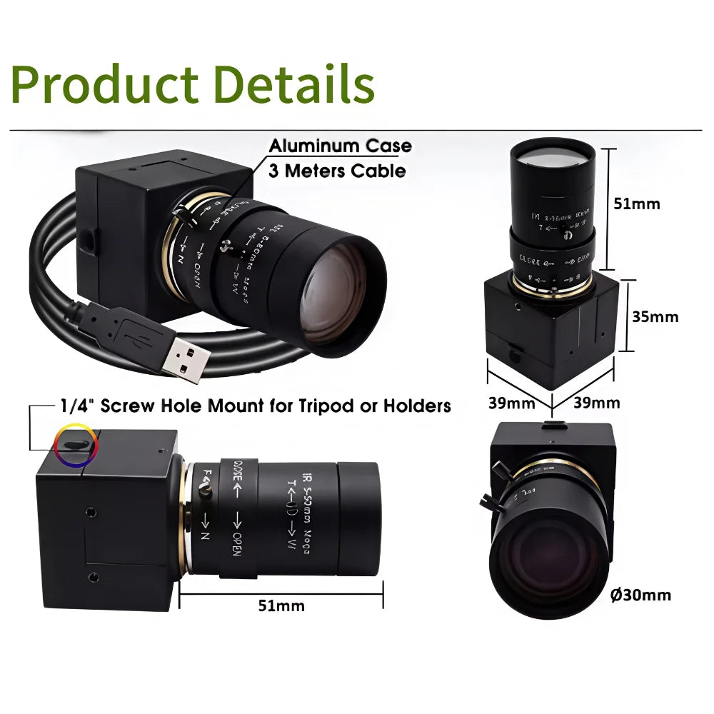 ELP 16MP Ultra HD USB Camera 10X Manual Zoom 4656x3496P Sony IMX298 Sensor UVC Webcam Plug Play For Industrial Video Conference