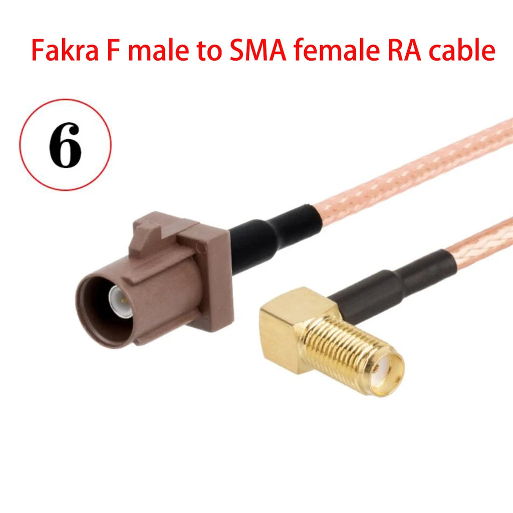 1PC Fakra F Male Female Brown Color To SMA Plug Jack Pigtail Cable Adapter RG316 15cm /30cm/50cm/100cm Wholesale NEW